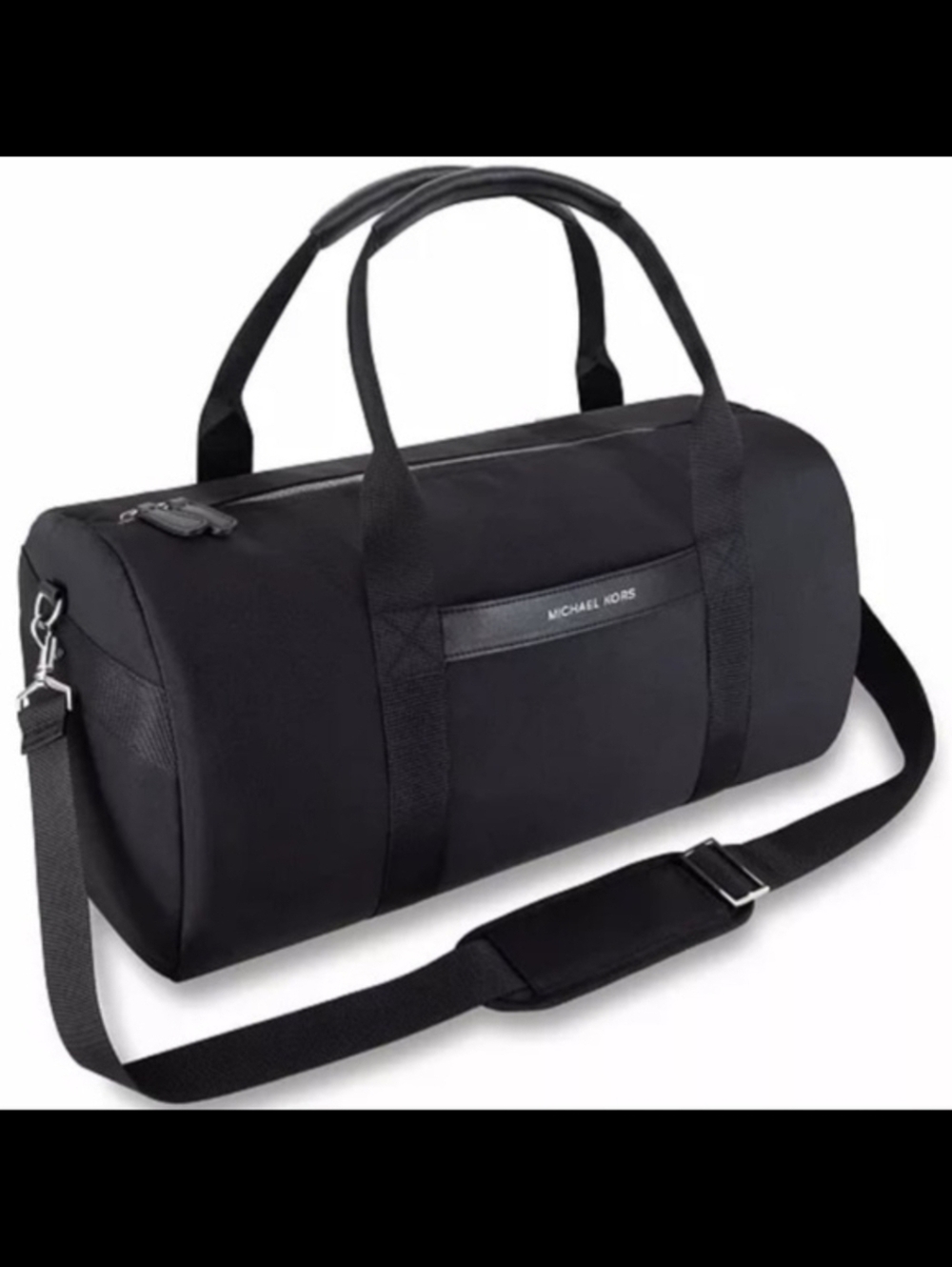 Michael Kors Black Men's Duffel Bag with Adjustable Shoulder Strap